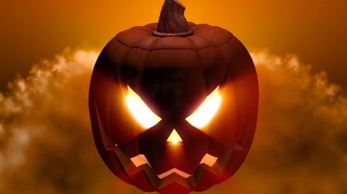 Halloween Evil Pumpkin Look Up