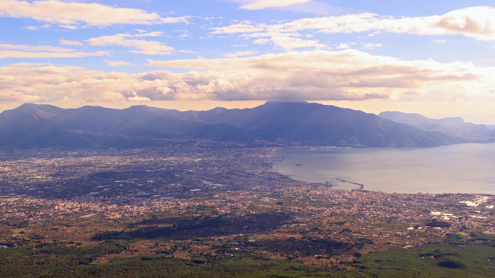 Pompei Valley, view from Mount Vesuvius. Italy