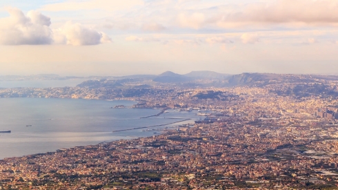 View of Naples with Vesuvius. Naples, Italy. Time Lapse